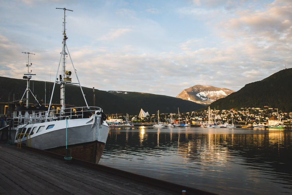 Tromso Hafen Mitternachtssonne