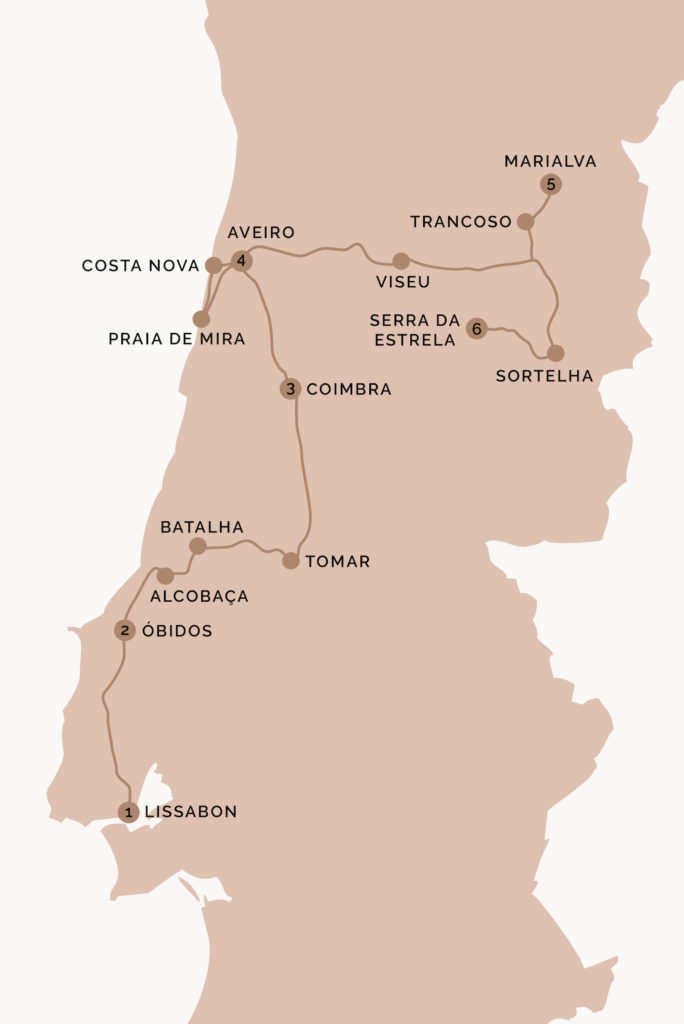 Portugal Reiseroute Karte