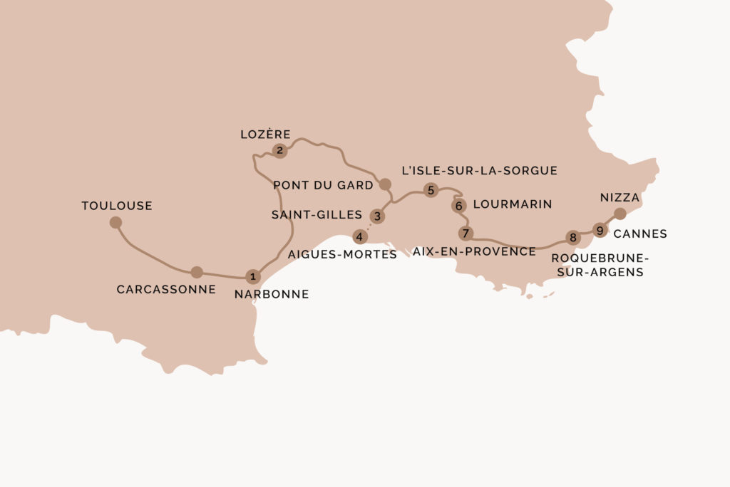 Südfrankreich Route Karte